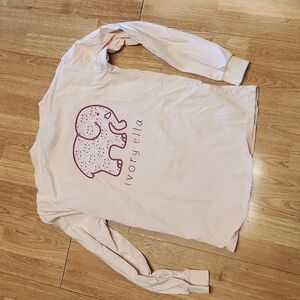 Ivory Ella blush pink lotus print elephant tee sz small
